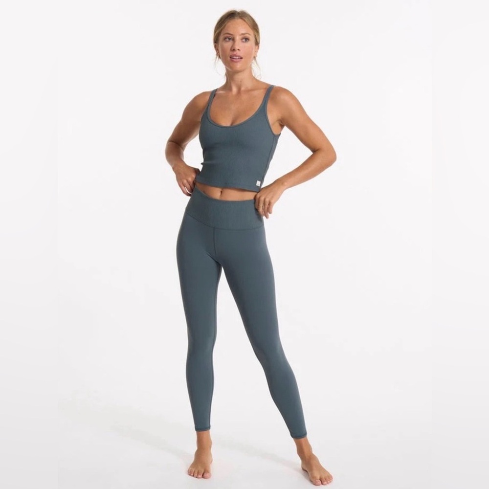 Vuori Women's Rib Studio Legging Medium Stone Green Size Small - Picture 2 of 12